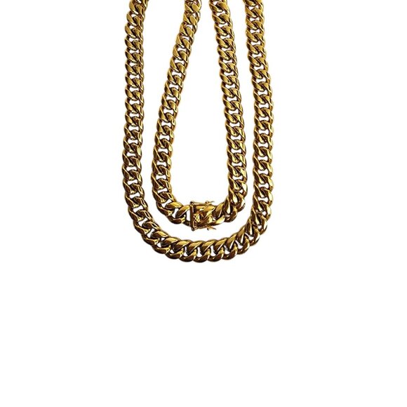 STEELTIME Men's 18k Gold-plated Stainless Steel Miami Cuban Link Chain 30" - Picture 1 of 3